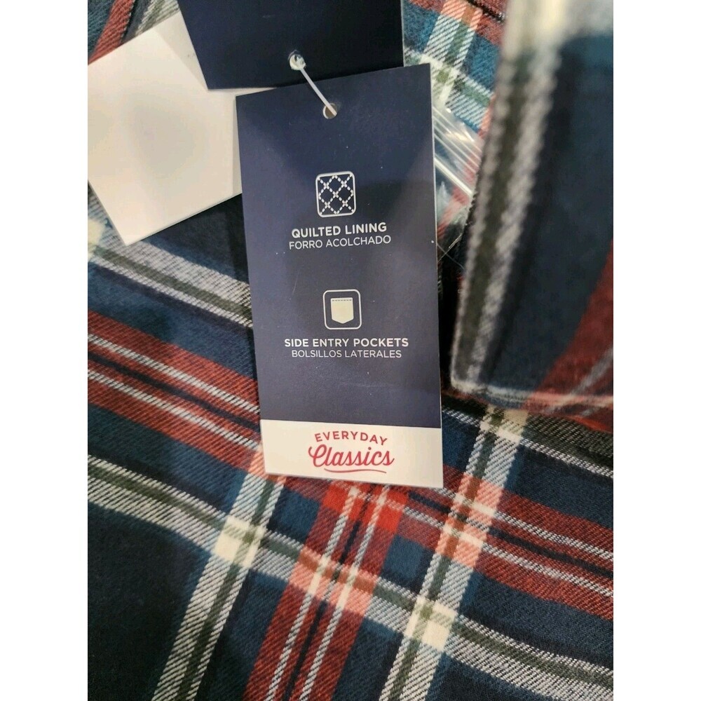 NEW Chaps Corduroy Collar Quilted Plaid Flannel Button Down Shacket Men's Medium - Picture 5 of 8